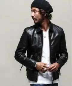 美品 M ナノユニバース 羊革 シングル ライダース オイルドヴィンテージ