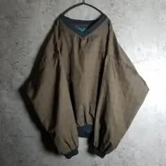 ナイロンプルオーバー グレンチェック ブラウン アメリカ古着 黒リブ