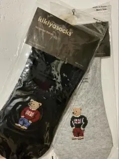 【新品未使用】kikiyasocks ベア刺繍 ノーショーソックス 2足セット