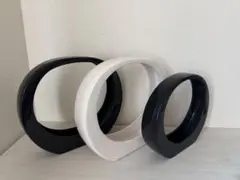 展示品　北欧モダン フラワーベース オーバル 花瓶 白黒 大小 3点セット