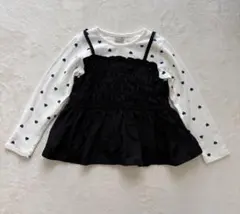 petit main ビスチェドッキング長袖T（ハート柄）110cm