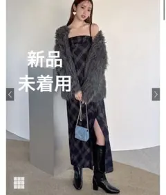 中町綾 チェック柄スリットキャミソールワンピース[dk1339