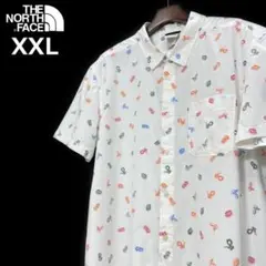 ノースフェイス 半袖 シャツ US限定 (XXL)白 総柄 180914のサムネイル