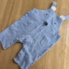 グレー 動物刺繍 オーバーオール 95cm未満