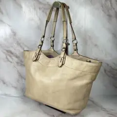 COACH トートバッグ レザー 肩掛け A4 ベージュ