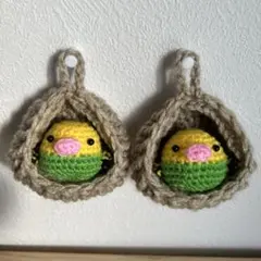 童*す様 あみぐるみ セキセイインコ ハンドメイド 2羽セット インテリア