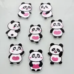 ワッペン パンダ アイロンシール 可愛い アップリケ 刺繍 入園準備 入園 8個