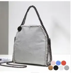 【美品】【2way＆クラッチにも◎】グレー編み込みチェーンバック