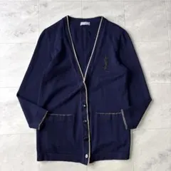 【名品図鑑】イヴサンローラン YSL刺繍ロゴ ロングカーディガン ビンテージ Mのサムネイル