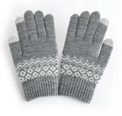 手袋 グレー 防寒 グローブ スマホ対応　暖かい　通勤 　通学　ユニセックス