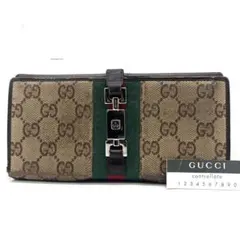 GUCCI グッチ 二つ折り財布 ジャッキー シェリーライン 希少 鑑定済正規品 美品】グッチ 二つ折り財布 シェリーライン ジャッキー GG レザー