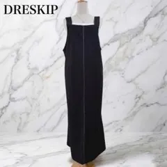 DRESKIP スクエアネック ジャンパースカート サロペット ブラック