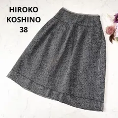 HIROKO KOSHINO ヒロココシノ シルク混フレアスカート チェック花柄