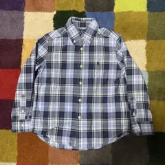 ラルフローレン キッズ ブルー チェック 長袖シャツ サイズ 5 115