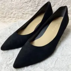 美品 LE TALON ルタロン ポインテッドトゥ パンプス ブラック 大文字