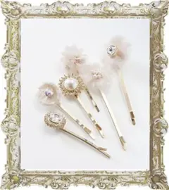 joujou ジュジュ ヘアピン ビジュー、パール、チュール、ラインストーン