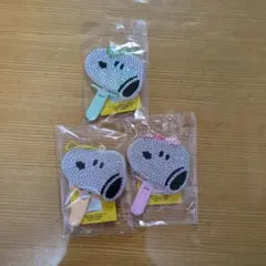 PEANUTS スヌーピー ラインストーン ミラー キーホルダー 3種セット