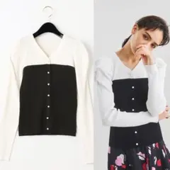 グレースコンチネンタル　バイカラーリブニットトップ