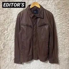 EDITOR’S 本革 ラムレザージャケット メンズ M ブラウン 羊革