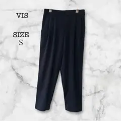 ビス レディース タック入 スラックス S ストレッチ ネイビー ウエストゴム