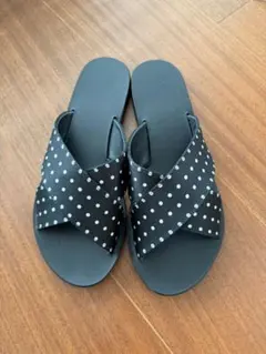 ★新品ancient greek sandals38 ドット水玉ブラックミュールのサムネイル