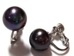 11b巨大粒♪可愛い天然淡水真珠/ブラックパールネックレスイヤリング