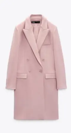 ZARA 新品　ウール混紡ダブルブレスト仕様コート　ピンク　値下げ