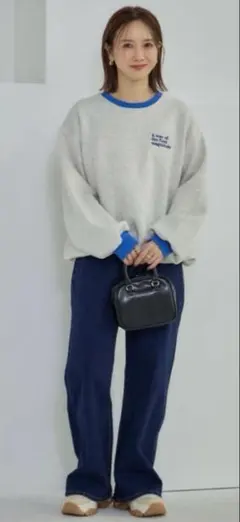 しまむら田中里奈mysa closet配色ロゴスウェットトレーナートップス裏起毛