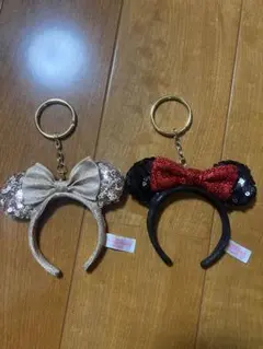 ミニーマウス風カチューシャキーホルダー