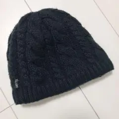 ケーブル編み ニット帽 黒色 アクリル100%