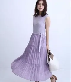 JUSGLITTY ティアードドッキングワンピース 薄紫