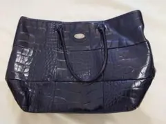 ダークネイビー クロコダイル風 トートバッグ