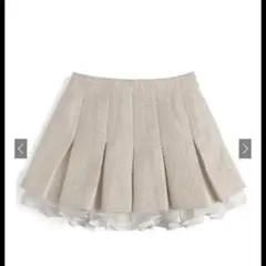 GRL インパン裏地付きフリルツイードプリーツミニスカート[gm838]