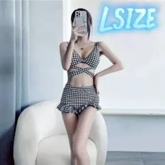 セパレート 千鳥柄 水着 ビキニ クロスデザイン モノトーン 韓国 海 プール