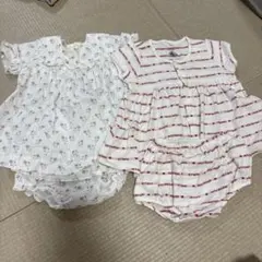 ベビー服２セット 花柄とストライプ 6m67cm