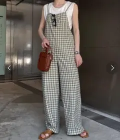 チャオパニックティピー　チェック柄 サロペット オーバーオール