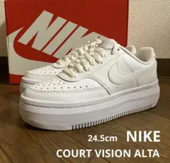 24.5cm ナイキ コートビジョン アルタ ホワイトカラー　厚底スニーカー