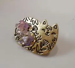 桜猫のゴールド帯留め