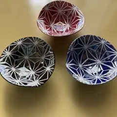 陶器 小鉢 3客セット 麻の葉模様 和食器　未使用のサムネイル