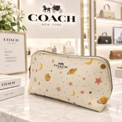 COACH コーチ ポーチ 星座柄 ホワイト