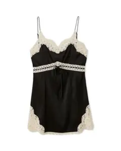 LILY BROWN ヴィンテージスリップサテンミニワンピース BLK
