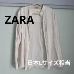 ZARA ザラ テクスチャー バンドカラーシャツ ホワイト　日本Lサイズ相当