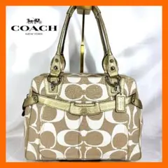 希少COACH コーチシグネチャーハンドバッグベージュゴールドY2Kのサムネイル