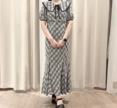 アンミール チェック襟マーメイドワンピース