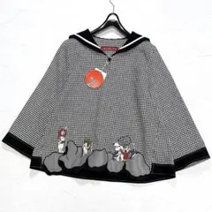 アルベロベロ　ぶたさん　刺繍　セーラーカラー　ブラウス　千鳥柄　ビジュー