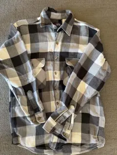 90s FIVE BROTHER 黒白灰ブロックチェックネルシャツ