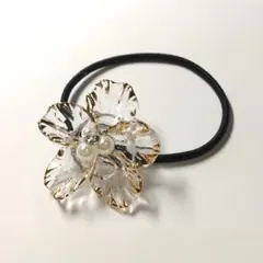 63.花モチーフ ヘアゴム クリア