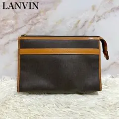 ランバン クラッチバッグ セカンドバッグ ヴィンテージ 総柄 ブラウン