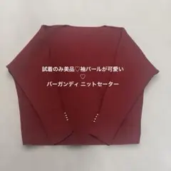 試着のみ美品♡袖パールが可愛い♡バーガンディ ニットセーター トップス赤　レッド