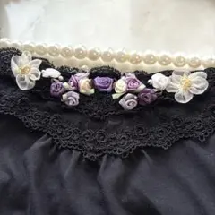 アクシーズファム♡ 紫ローズお花 レース使いブラックキャミ♡黒のサムネイル